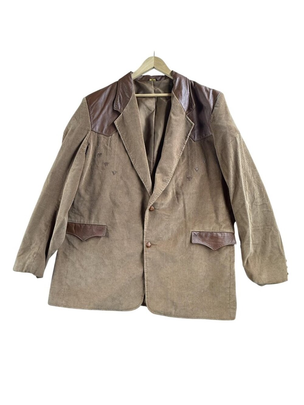 Vintage Pioneer Wear Blazer Mens 52 Brown Corduroy Leather Western Jacket USA